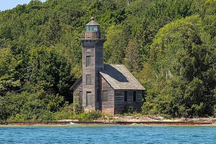 The wooden East Channel Lighthouse on Grand Island